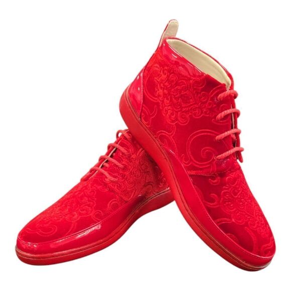 BROOKLYN MEN\'S RED MID TOPS WITH PAISLEY SUEDE BY GLOBE FOOTWEAR. 6933 main image 8